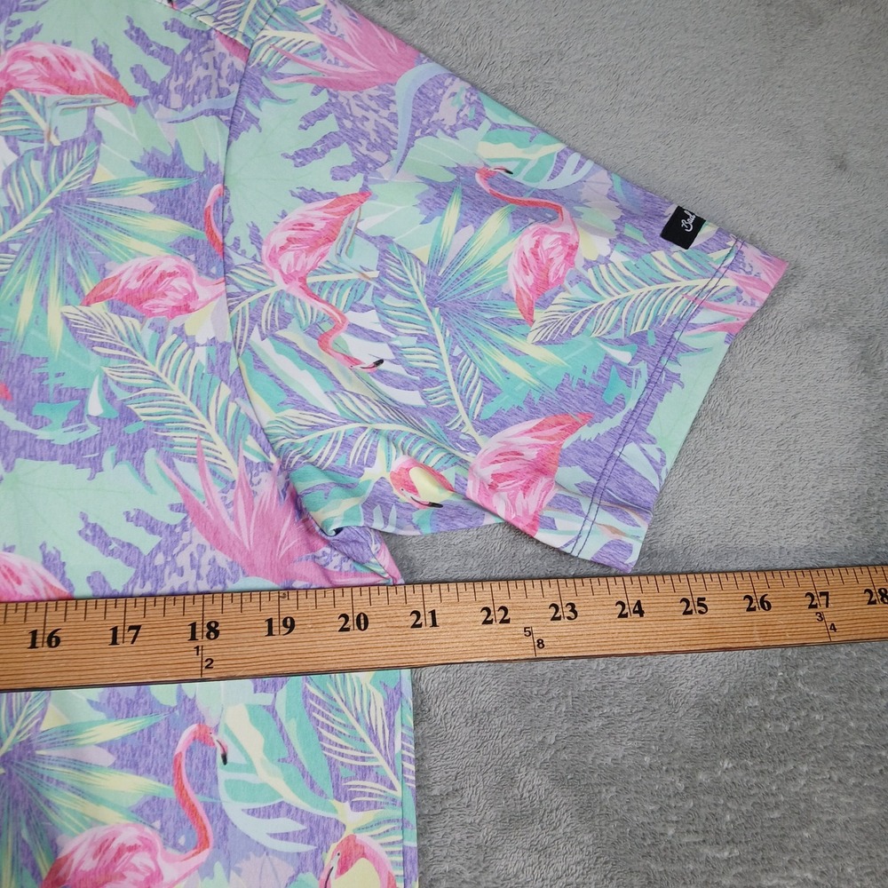 Bad Birdie Polo Shirt Mens M Pink Flamingo Tropical Performance Golf Sport - Picture 7 of 8